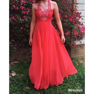 Coral Colored Formal Dress w/sequins